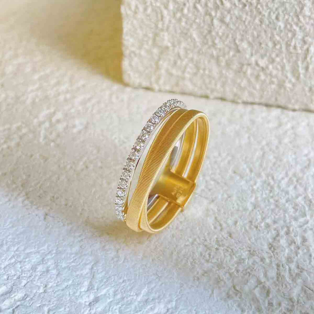 Natural White Diamond YG+WG Ring 18K D0.21ct