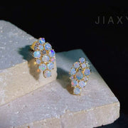 Natural Australia Opal Earrings D0.80ct d0.08ct, 18K