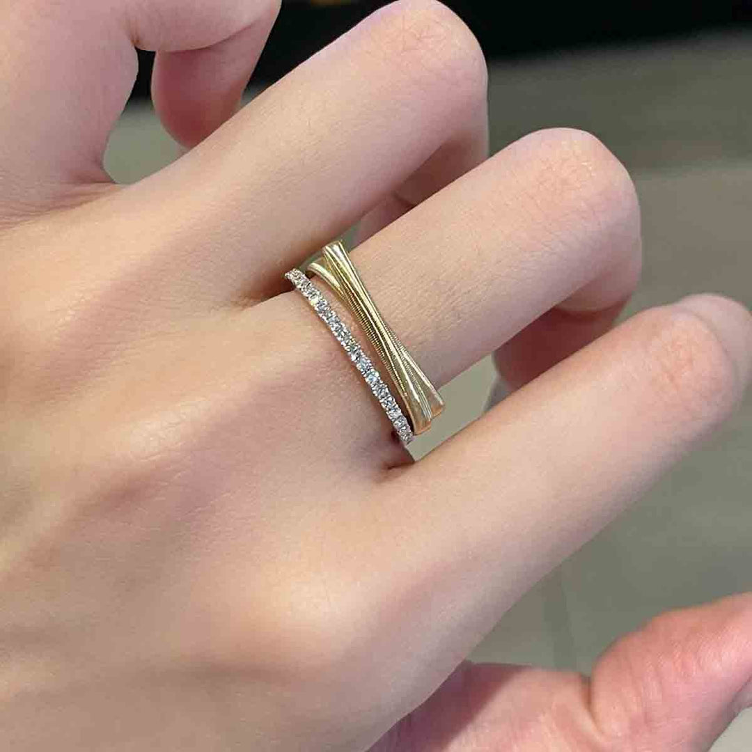 Natural White Diamond YG+WG Ring 18K D0.21ct