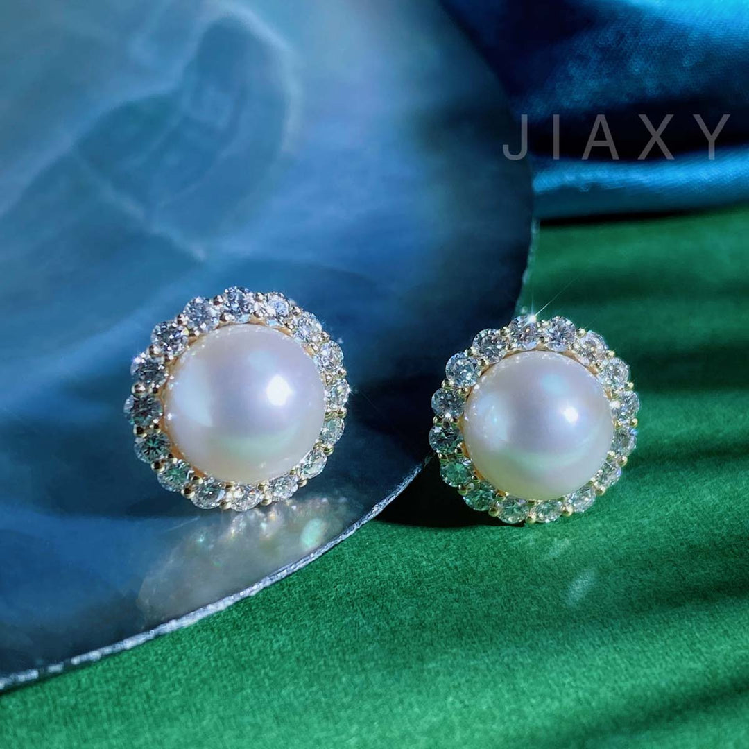 Akoya Pearl Diamond Earrings 8-9mm d0.96ct, 18K