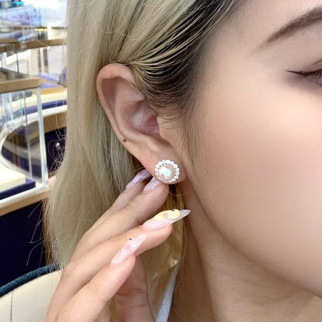 Akoya Pearl Diamond Earrings 8-9mm d0.96ct, 18K