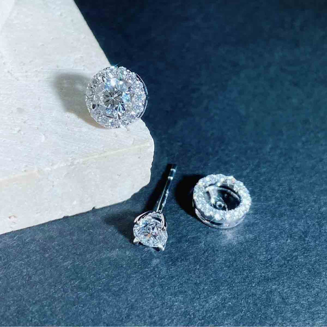 Natural White Diamond Earrings. D0.65ct d0.28ct 18K