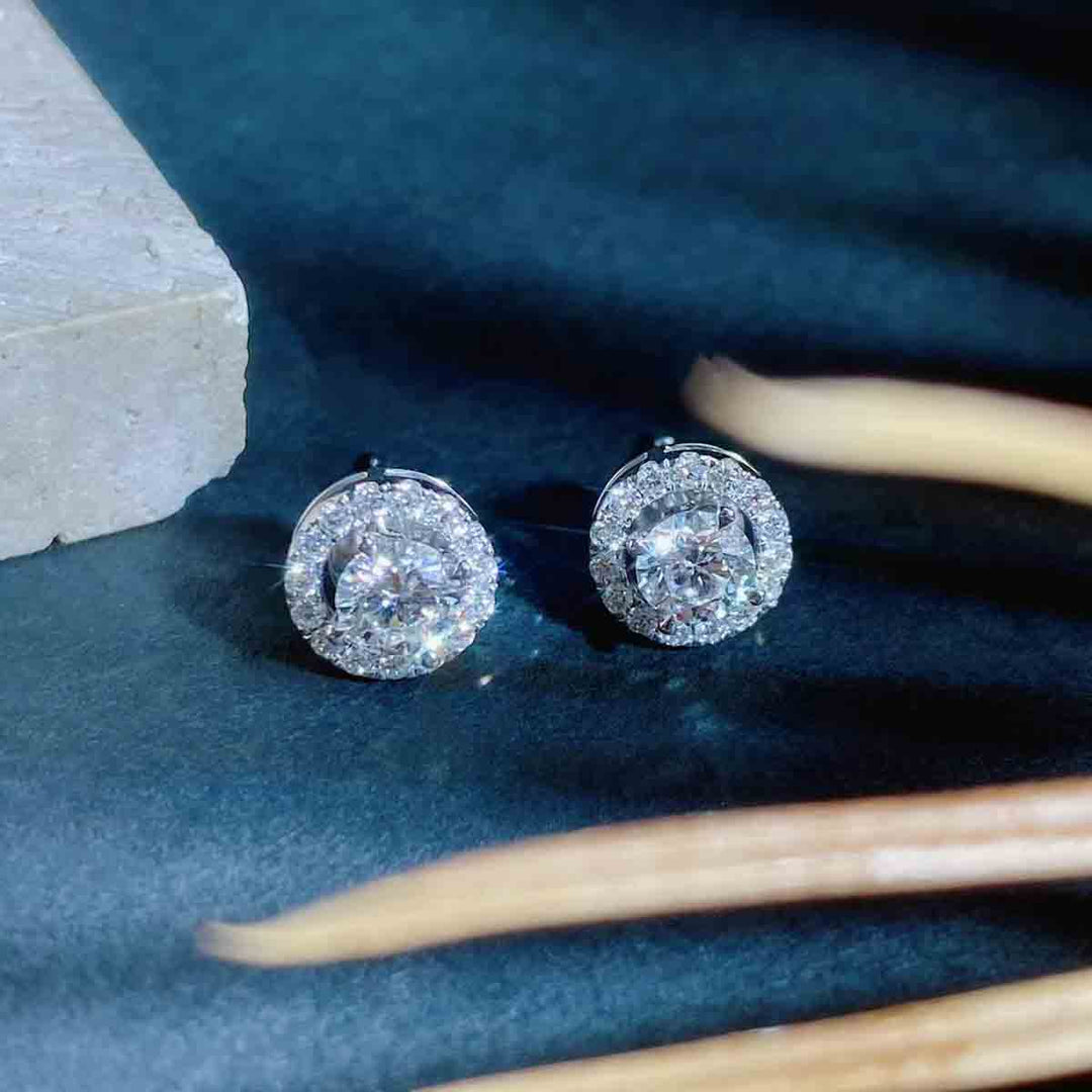 Natural White Diamond Earrings. D0.65ct d0.28ct 18K