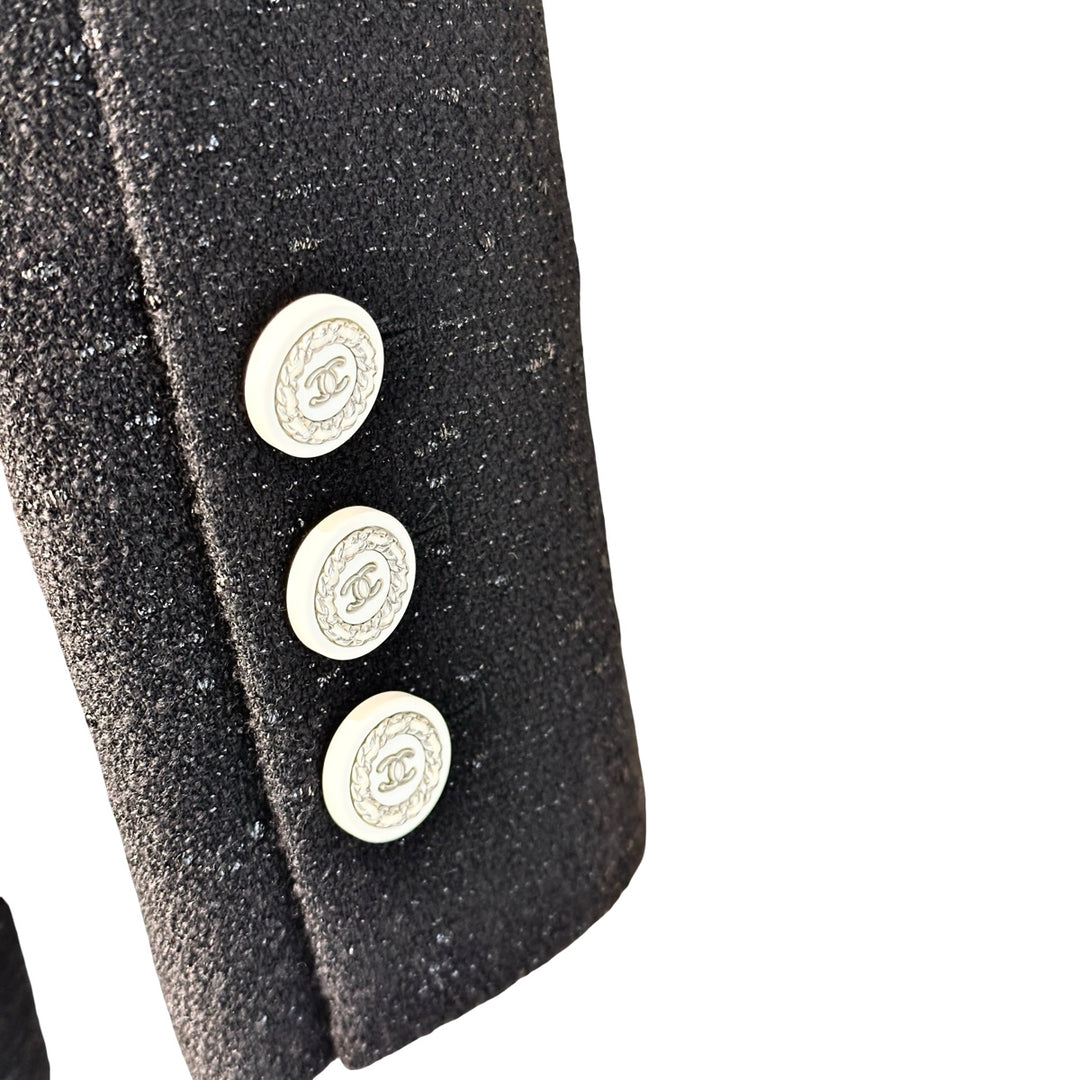 Chanel 19C Black Wool Blend Tweed Jacket #34