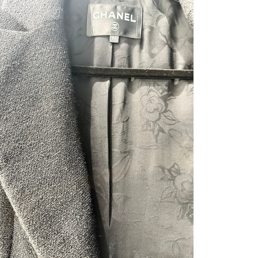 Chanel 19C Black Wool Blend Tweed Jacket #34