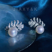 Natural Akoya Pearl Diamond Earrings 8-9mm, 18K