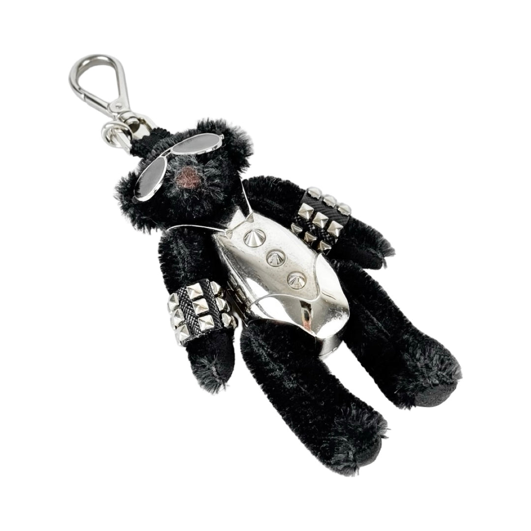 Prada Vintage Black Teddy Bear Keychain Charm