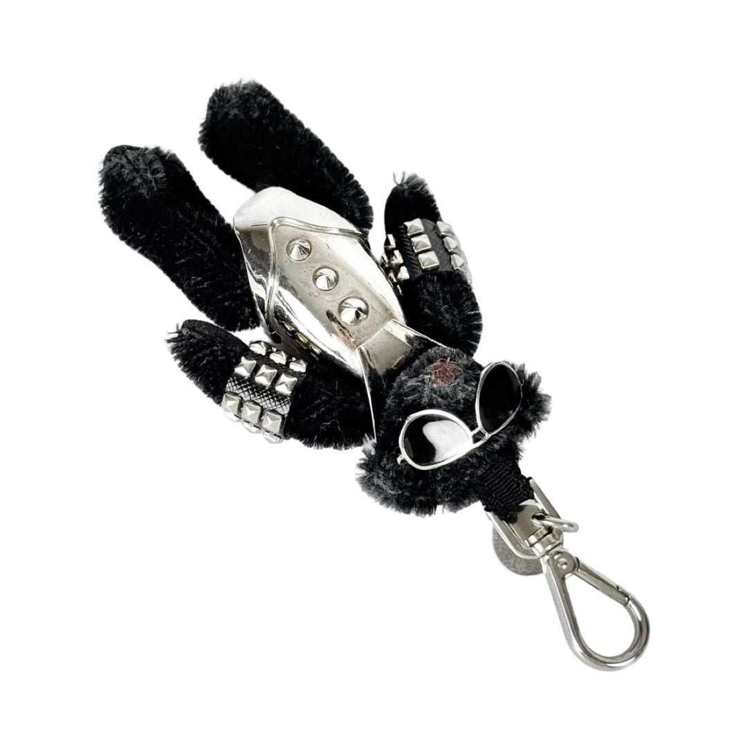 Prada Vintage Black Teddy Bear Keychain Charm