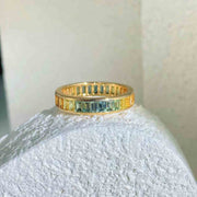 Colorful Emerald Cut Sapphire Eternity Ring 18K Gold - Jiaxyk