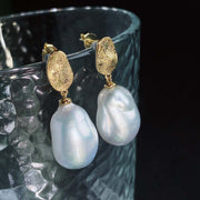 Natural Seawater Baroque Pearl Earrings.18k 12-13mm