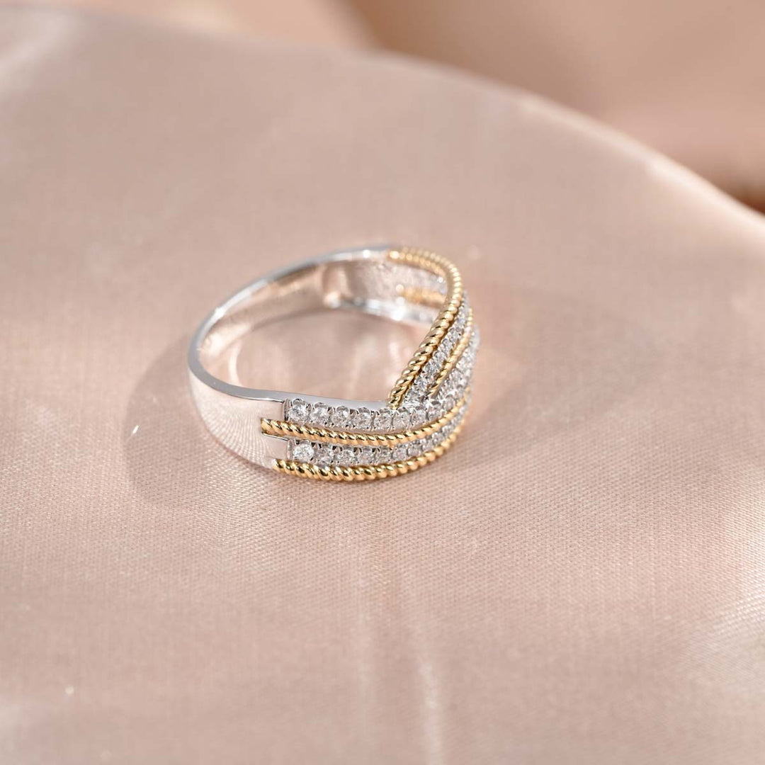Natural White Diamond Ring 0.33ct, 18K Gold