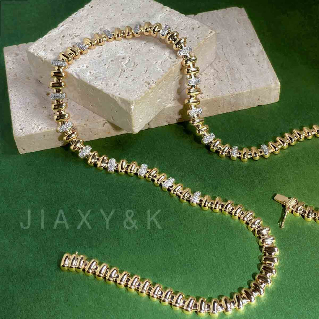 Natural White Diamond Choker Necklace D0.36ct, 18K