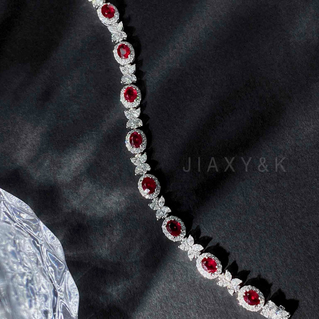 Natural Ruby Tennis Diamond Bracelet D3.51ct d3.08ct 18K Gold