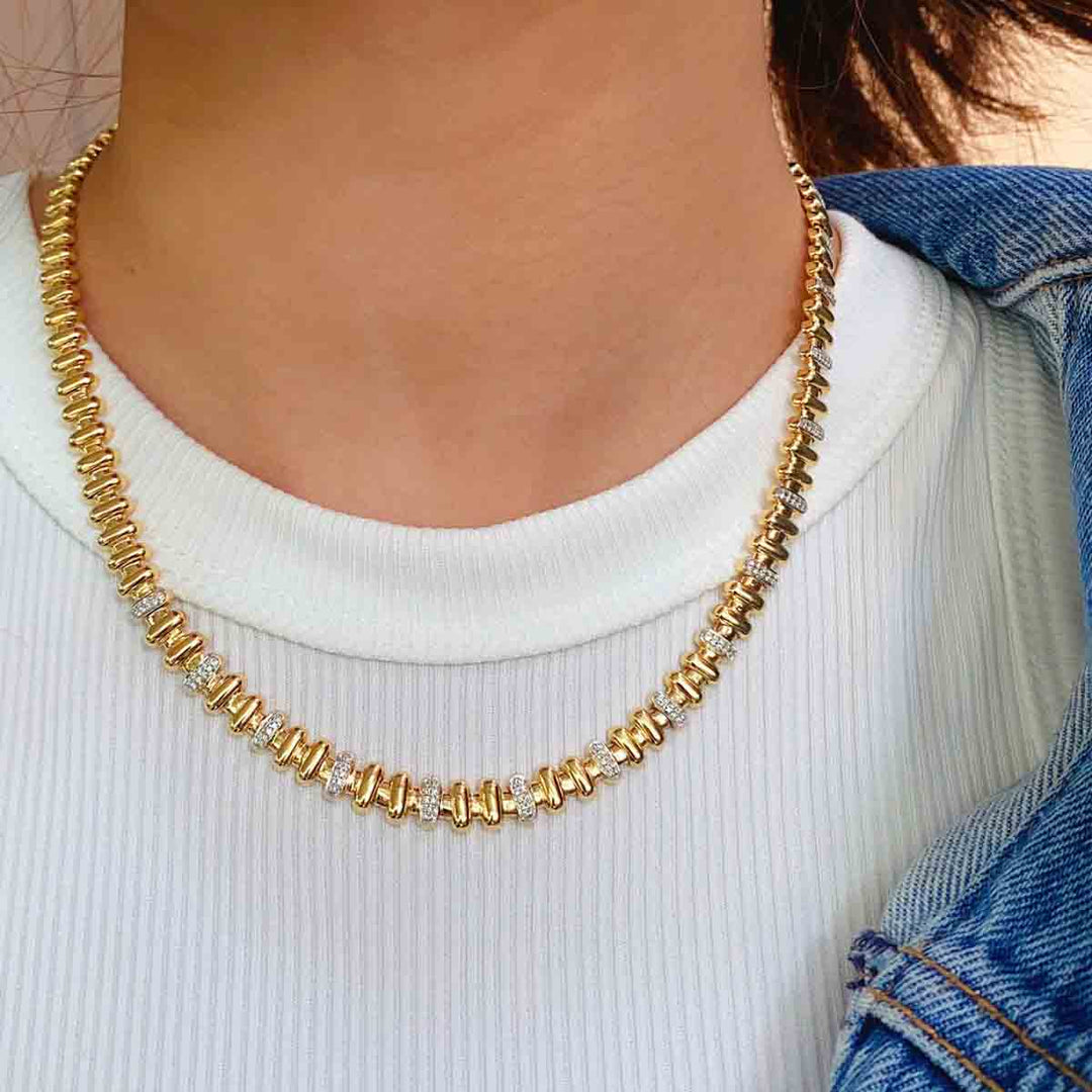 Natural White Diamond Choker Necklace D0.36ct, 18K