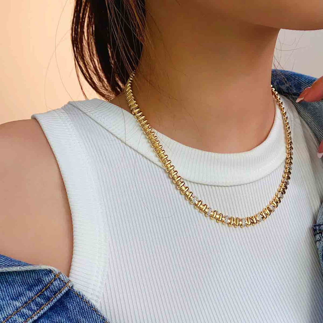 Natural White Diamond Choker Necklace D0.36ct, 18K