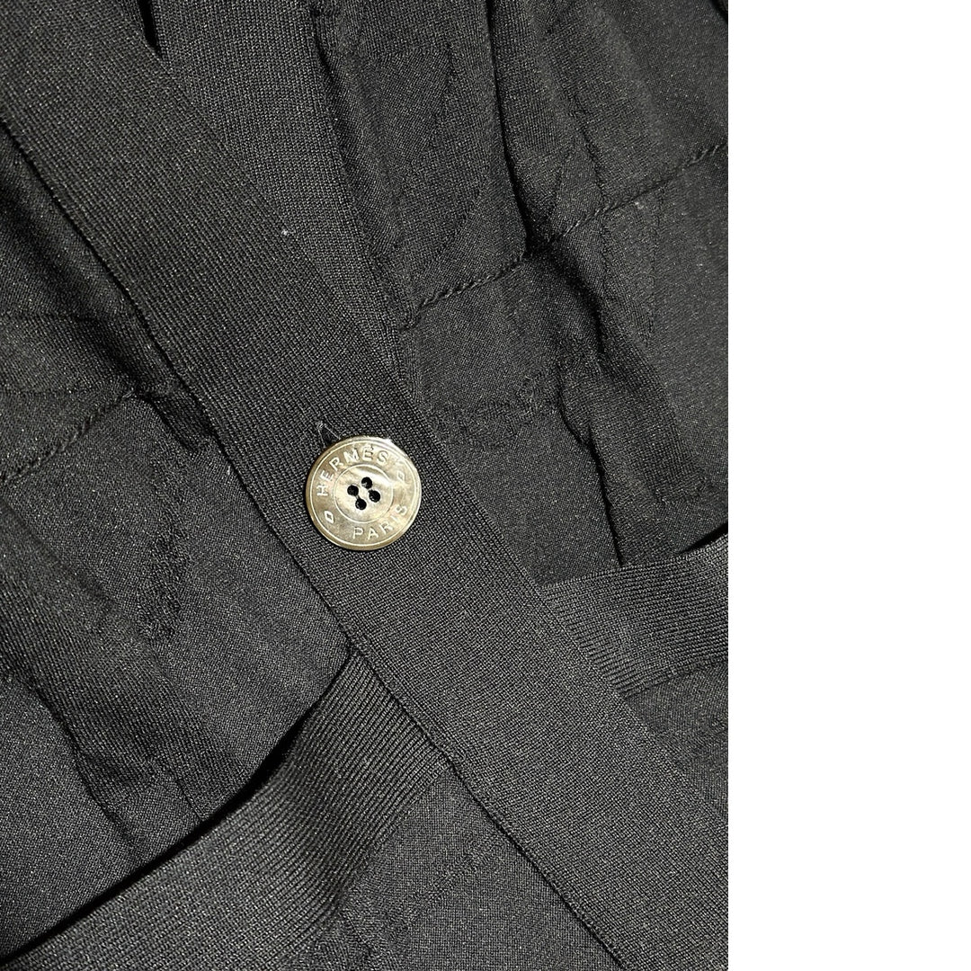 Hermes Manteau Jacquard L'inst Silk Black Long Cardigan #34