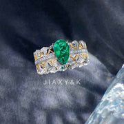Natural Columbia Emerald Diamond Ring D0.93ct d0.3ct. 18K