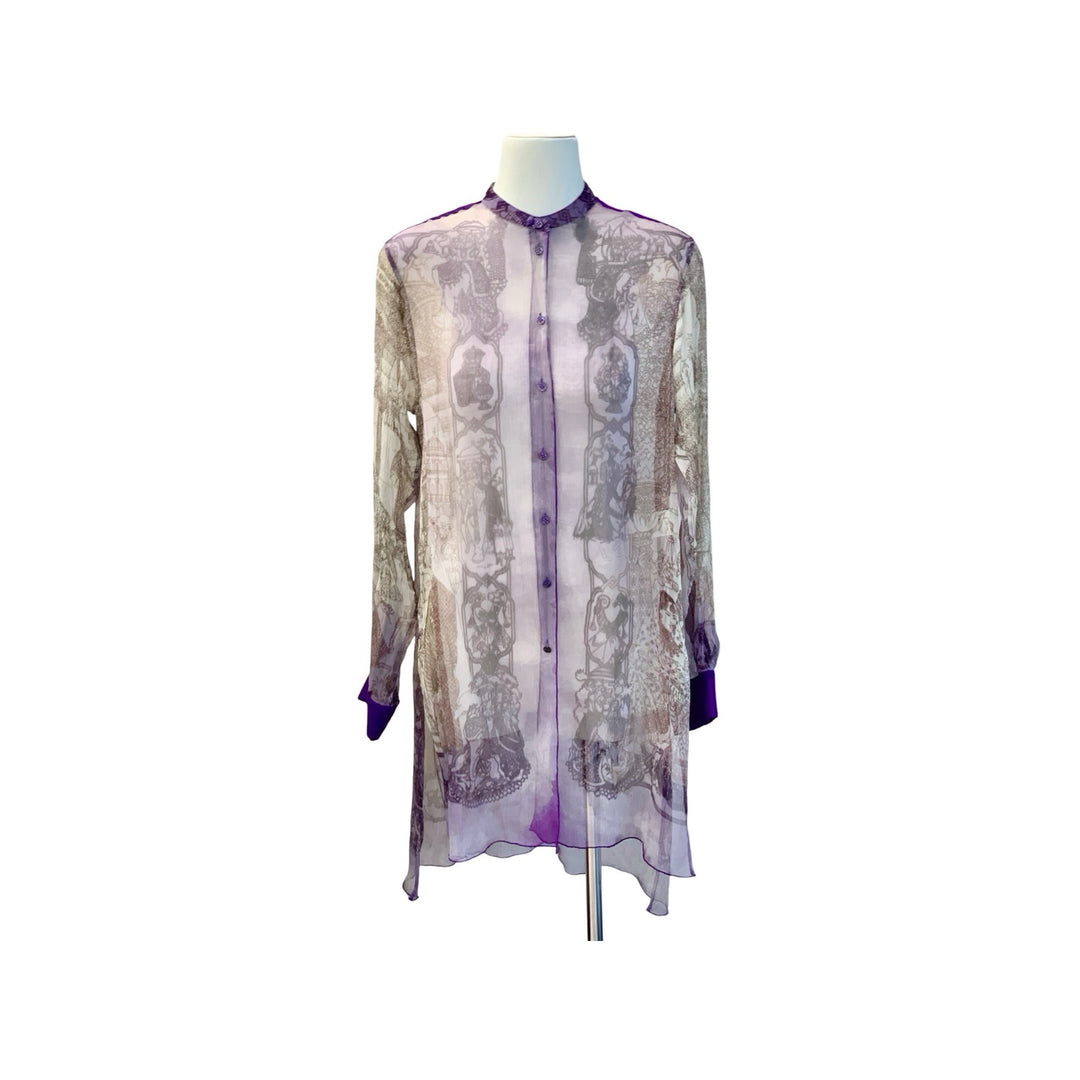 Hermes Long-Sleeve Sheer Blouse Silk