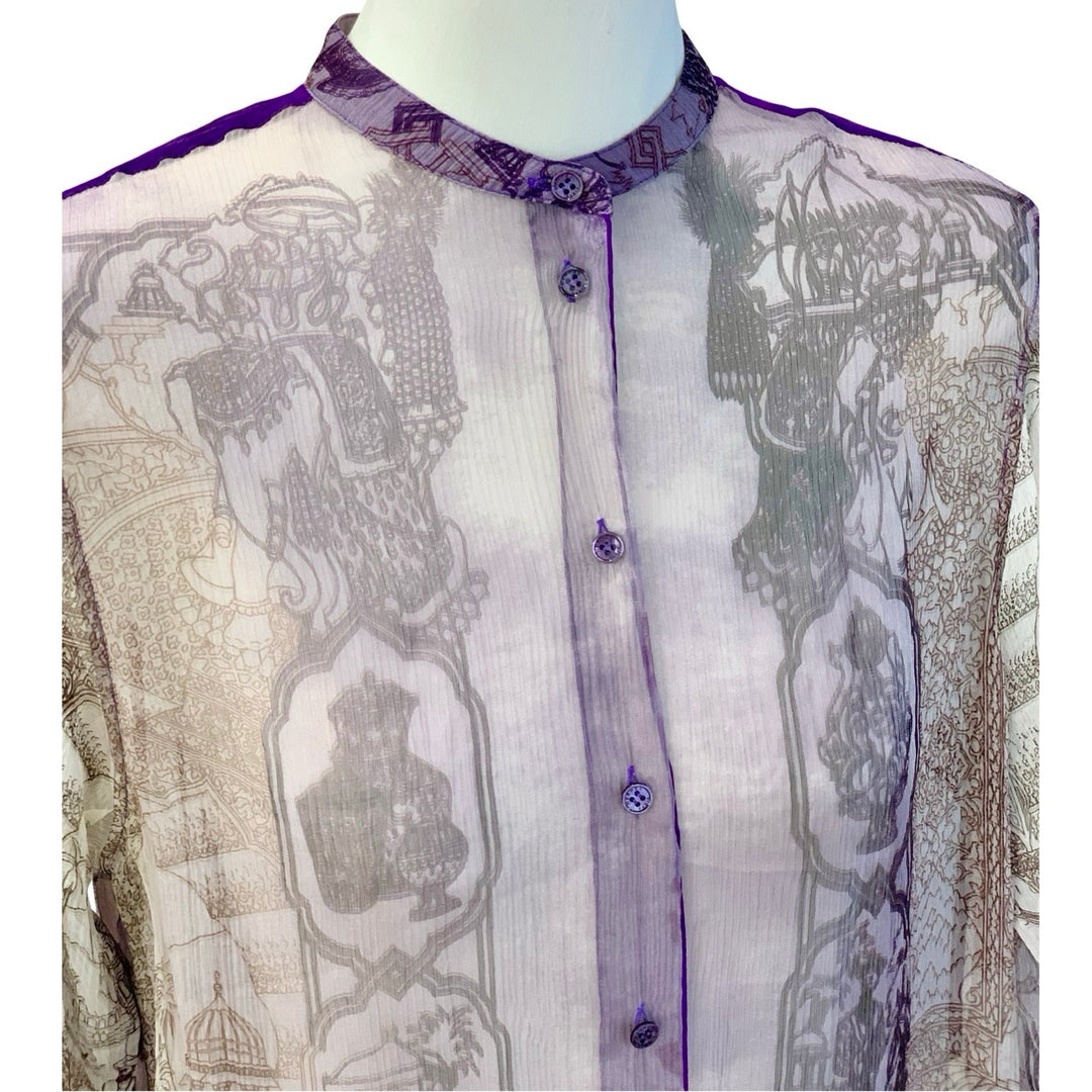 Hermes Long-Sleeve Sheer Blouse Silk