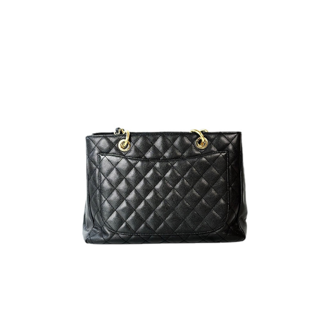 Chanel Gst Tote Bag Black Caviar Gold