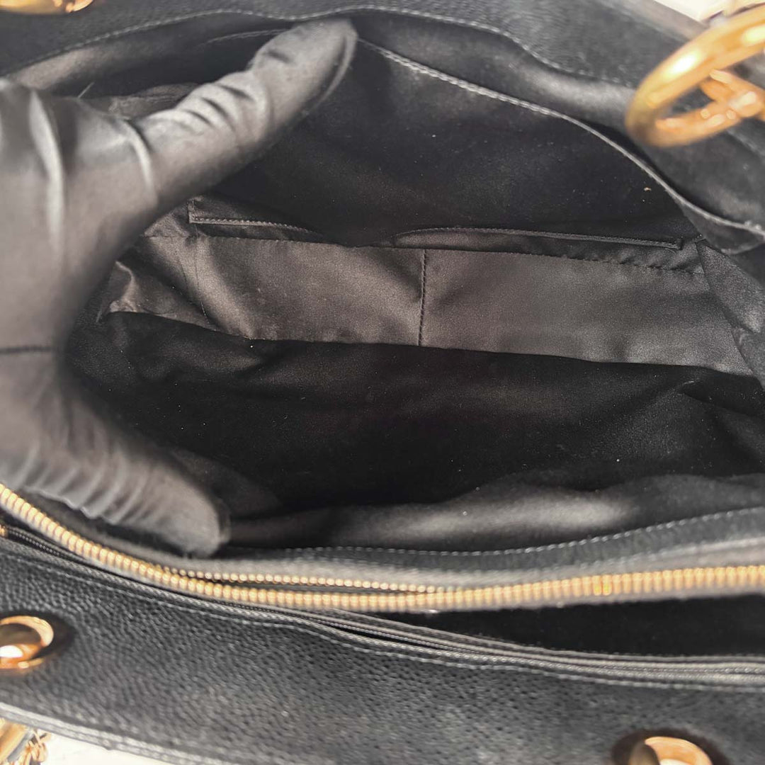 Chanel Gst Tote Bag Black Caviar Gold