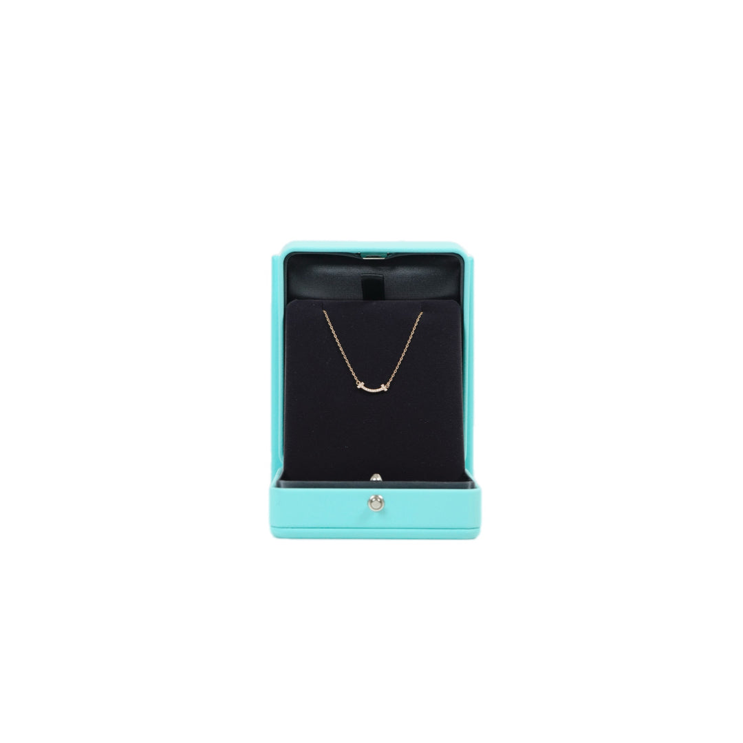 Tiffany 18k Rosegold T Smile  Diamond Necklace