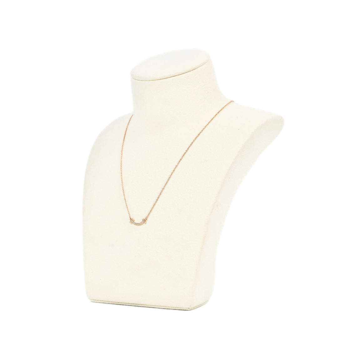 Tiffany 18k Rosegold T Smile  Diamond Necklace