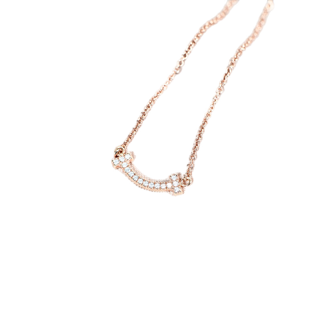 Tiffany 18k Rosegold T Smile  Diamond Necklace