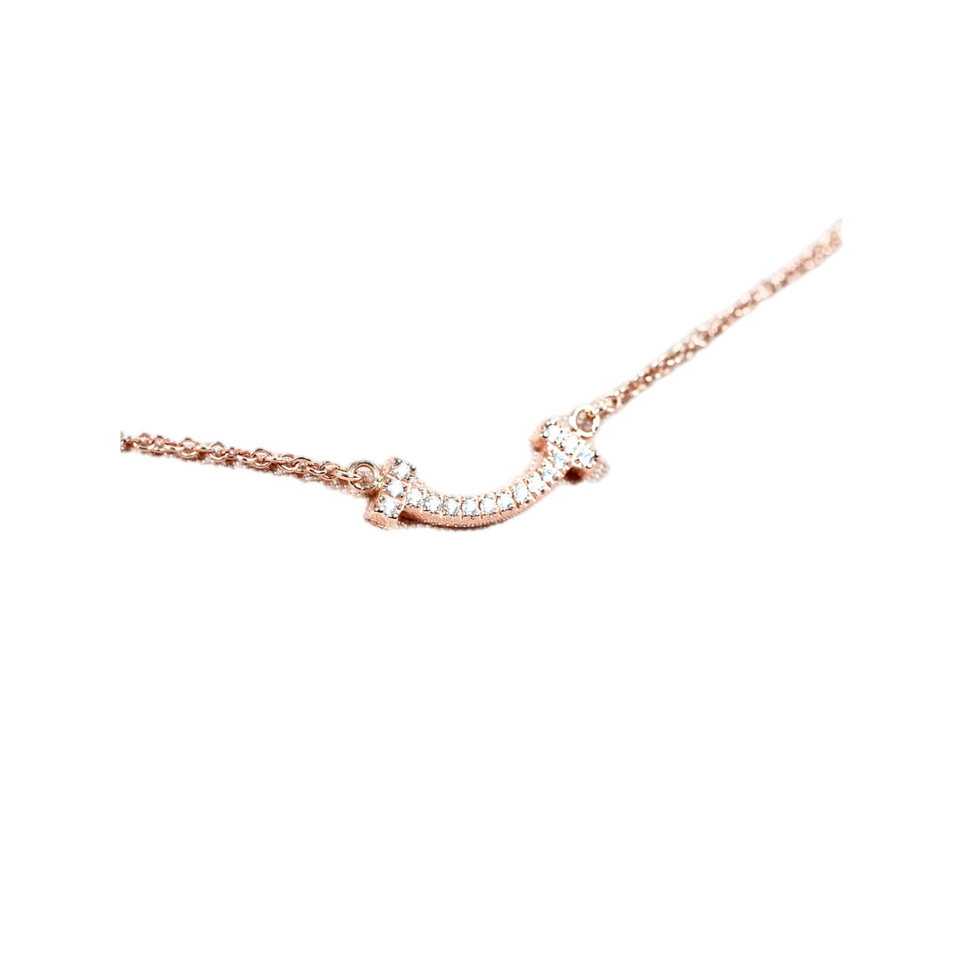 Tiffany 18k Rosegold T Smile  Diamond Necklace