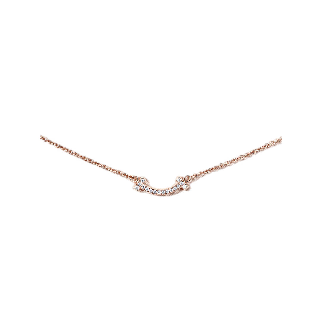 Tiffany 18k Rosegold T Smile  Diamond Necklace