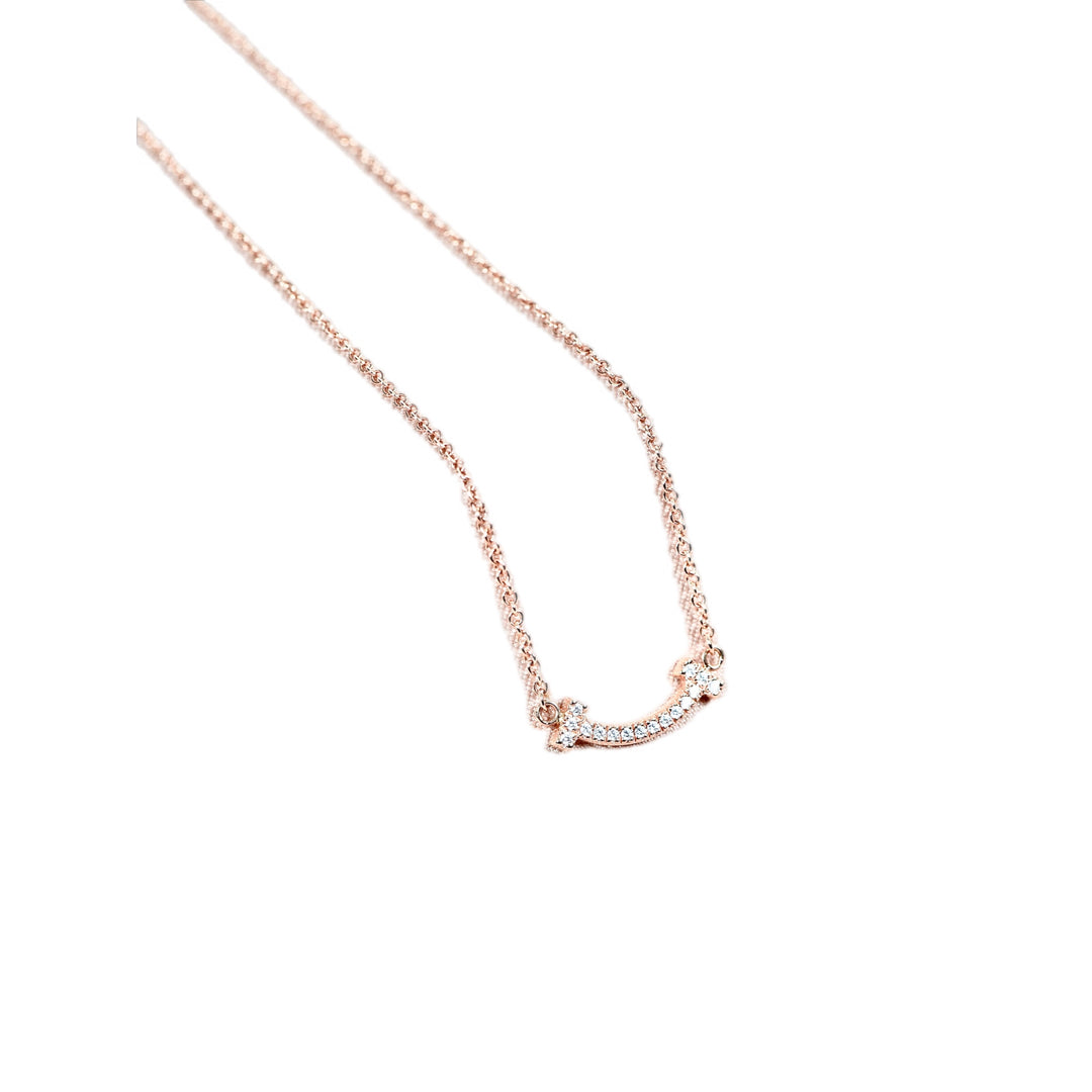 Tiffany 18k Rosegold T Smile  Diamond Necklace