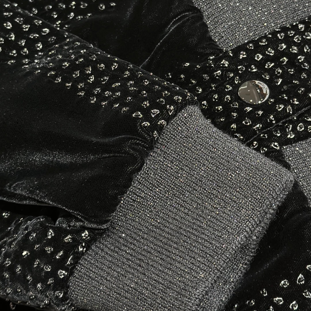 YSL Velvet Logo Sparkle Black Jacket #40