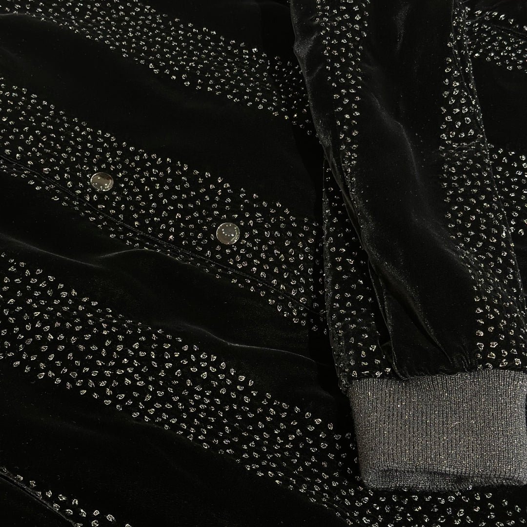 YSL Velvet Logo Sparkle Black Jacket #40