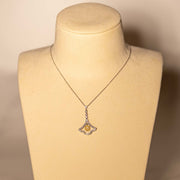 Natural Yellow Diamond Ginkgo Leaf Necklace D0.07ct d0.28ct. 18K