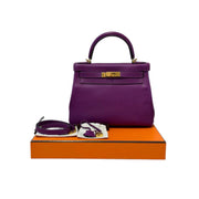 Hermes Kelly 28cm Bag P9 Purple evercolor
