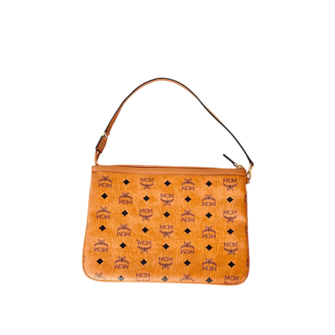 MCM Brown Reversible Liz Shopper In Visetos Tote Bag