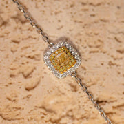 Natural Yellow Diamond Cushion Bracelet D0.20ct d0.16ct. 18K