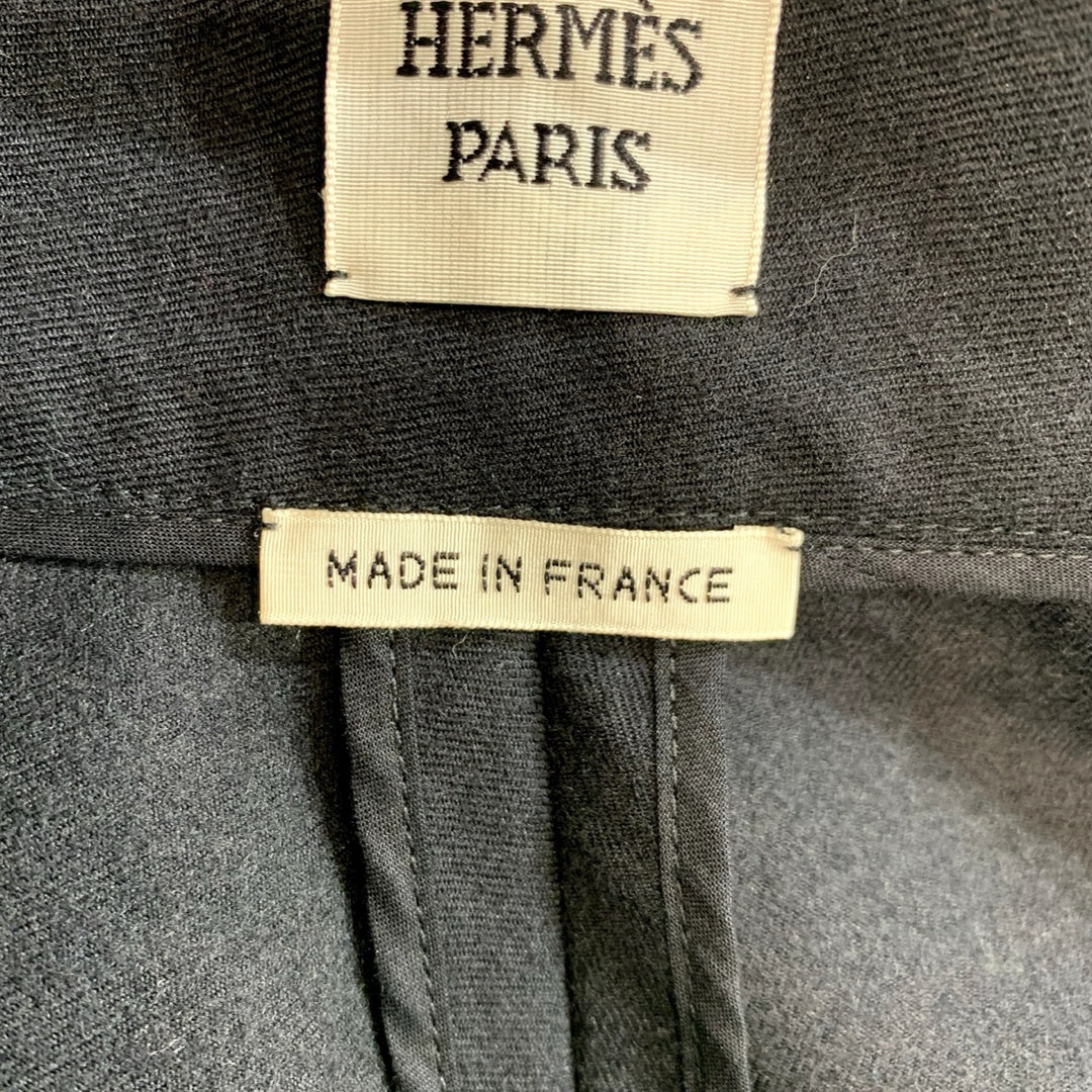 Hermes Long Flared Skirt Black Wool #38