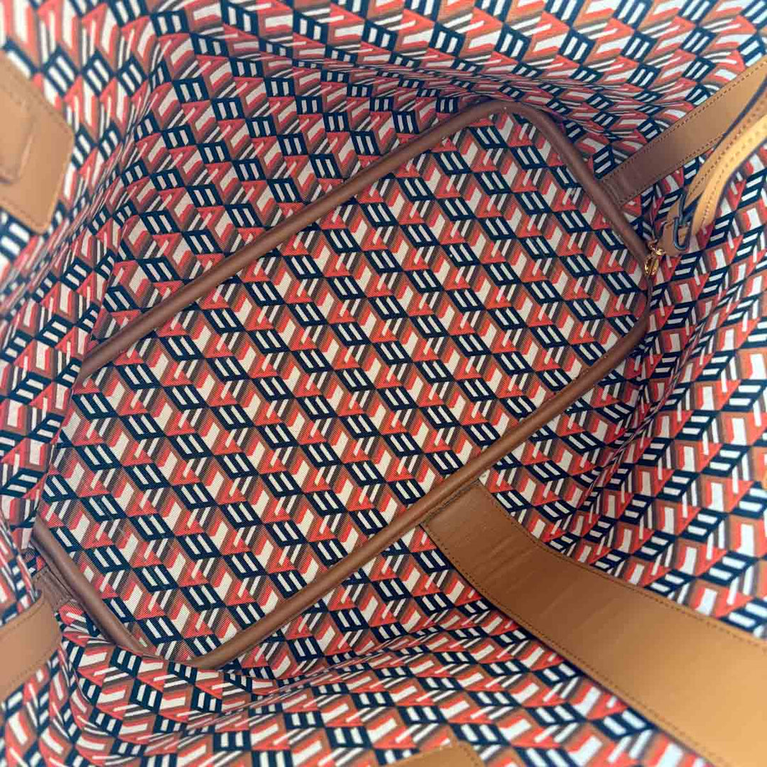 MCM Brown Reversible Liz Shopper In Visetos Tote Bag