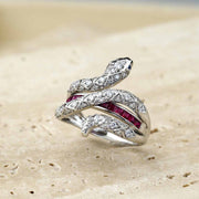 Natural Ruby Diamond Serpenti Ring D0.57ct d0.352ct. 18K Pigeon Blood
