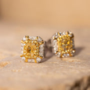 Yellow Diamond Square Earring D0.57ct d0.289ct,18K