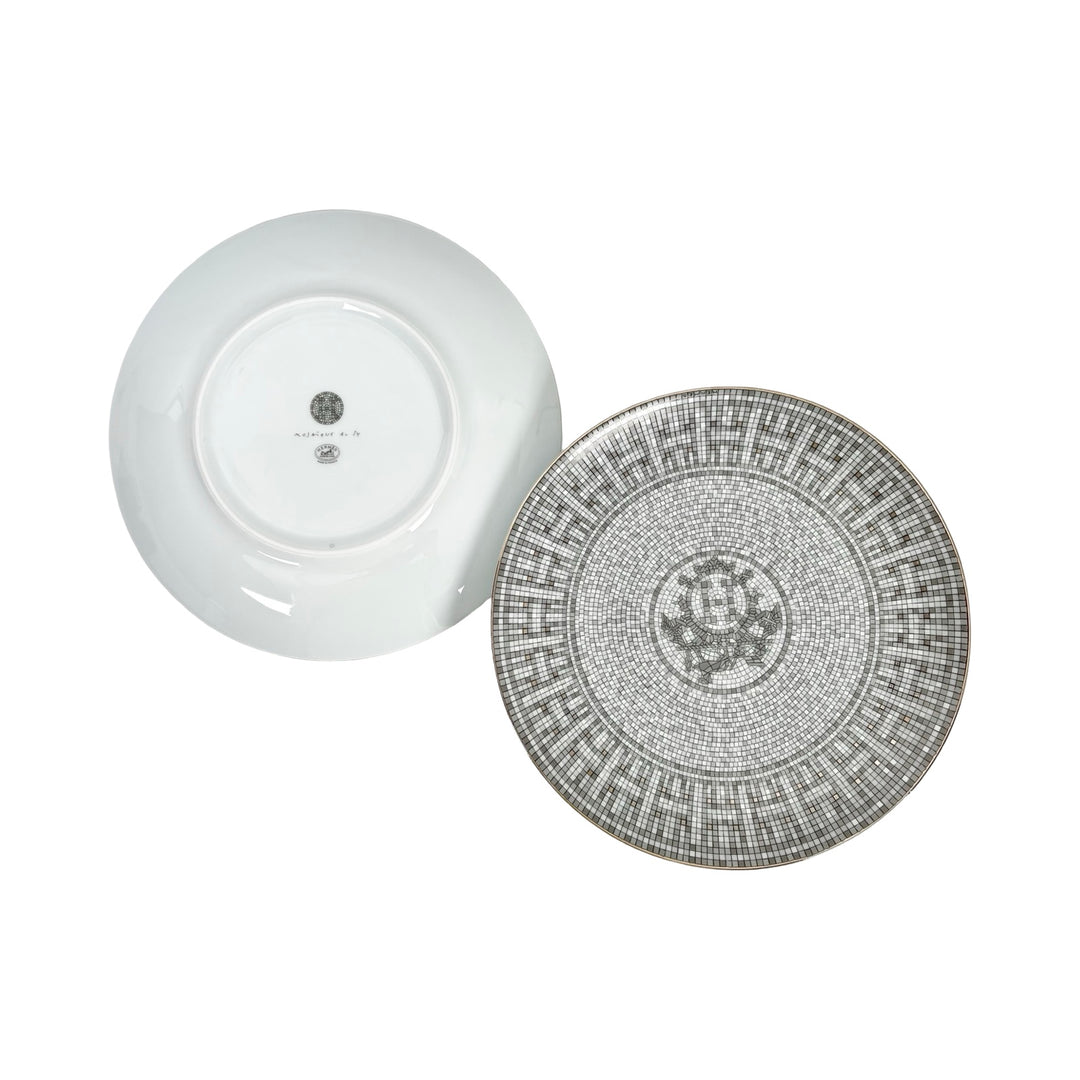 Hermes Assiette Dessert Mosaique AU 24 Platinum Plate