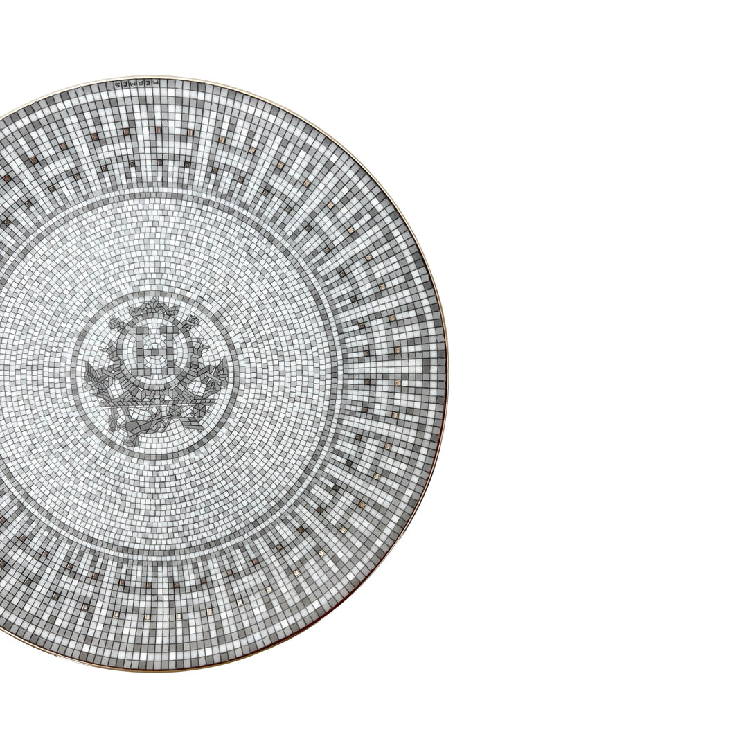 Hermes Assiette Dessert Mosaique AU 24 Platinum Plate