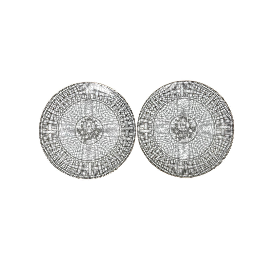Hermes Assiette Dessert Mosaique AU 24 Platinum Plate