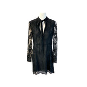 Pre-owned YSL Black Lace Floral Dress Viscose/Silk