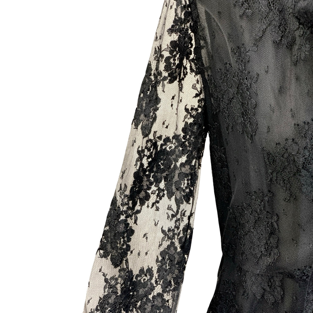 YSL Black Lace Floral Dress Viscose/Silk #38