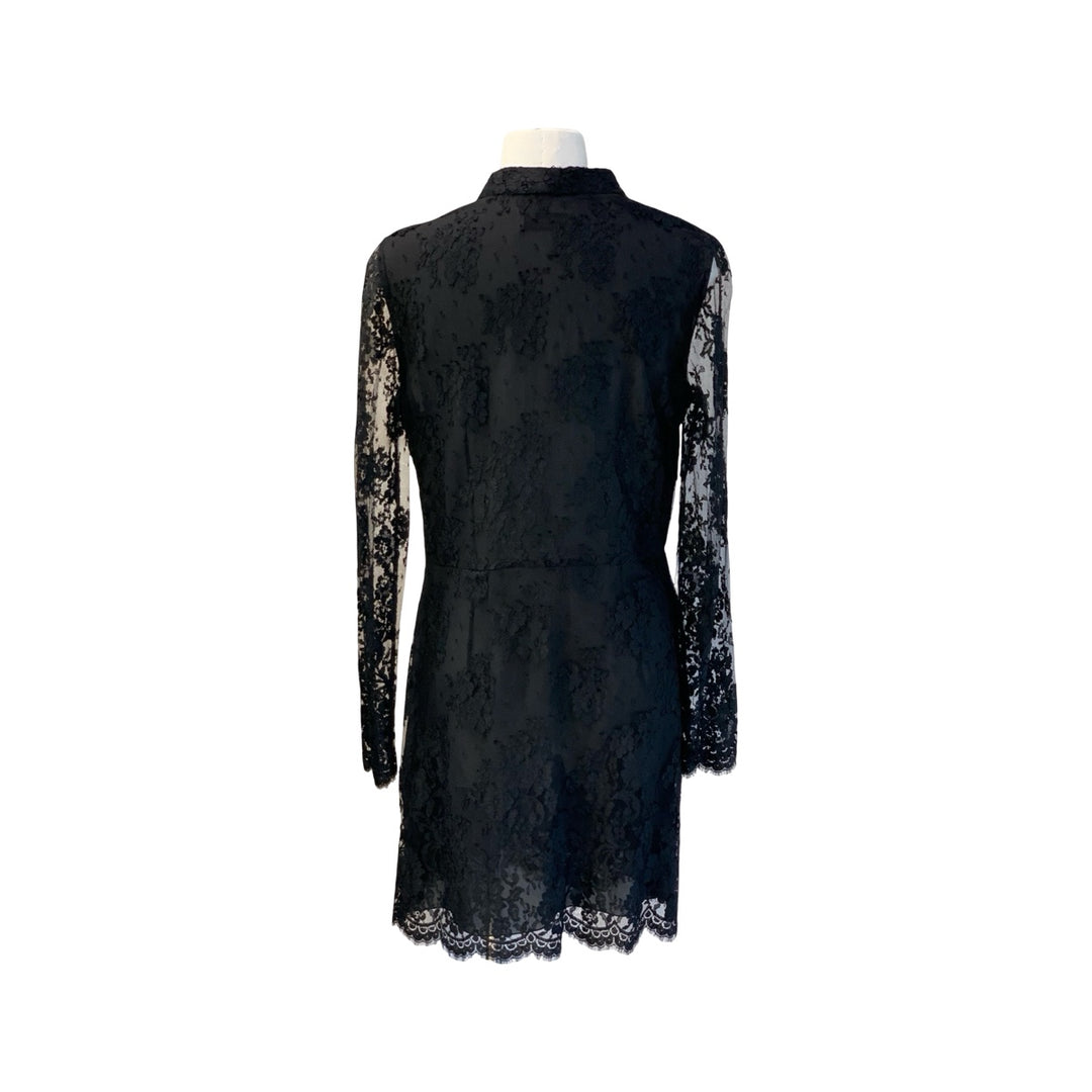 YSL Black Lace Floral Dress Viscose/Silk #38