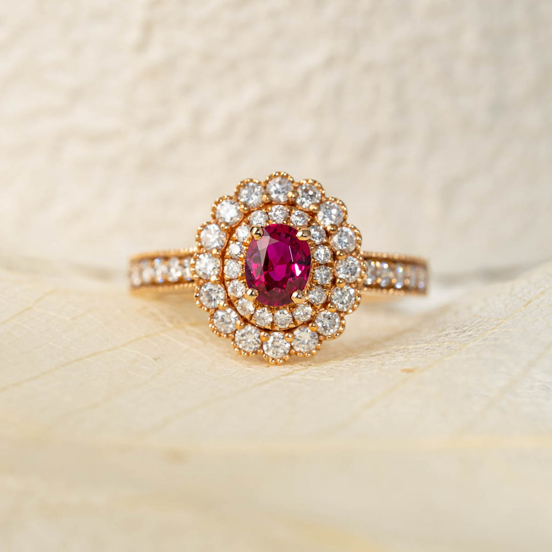 No Heat Natural Pigeon Blood Ruby Diamond Ring D:0.5ct d:0.62ct – 18K Gold Unheated