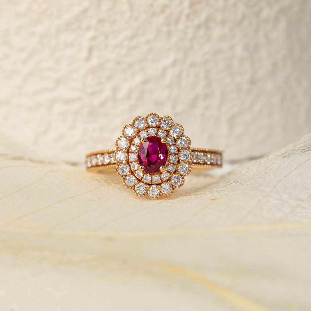 No Heat Natural Pigeon Blood Ruby Diamond Ring D:0.5ct d:0.62ct – 18K Gold Unheated
