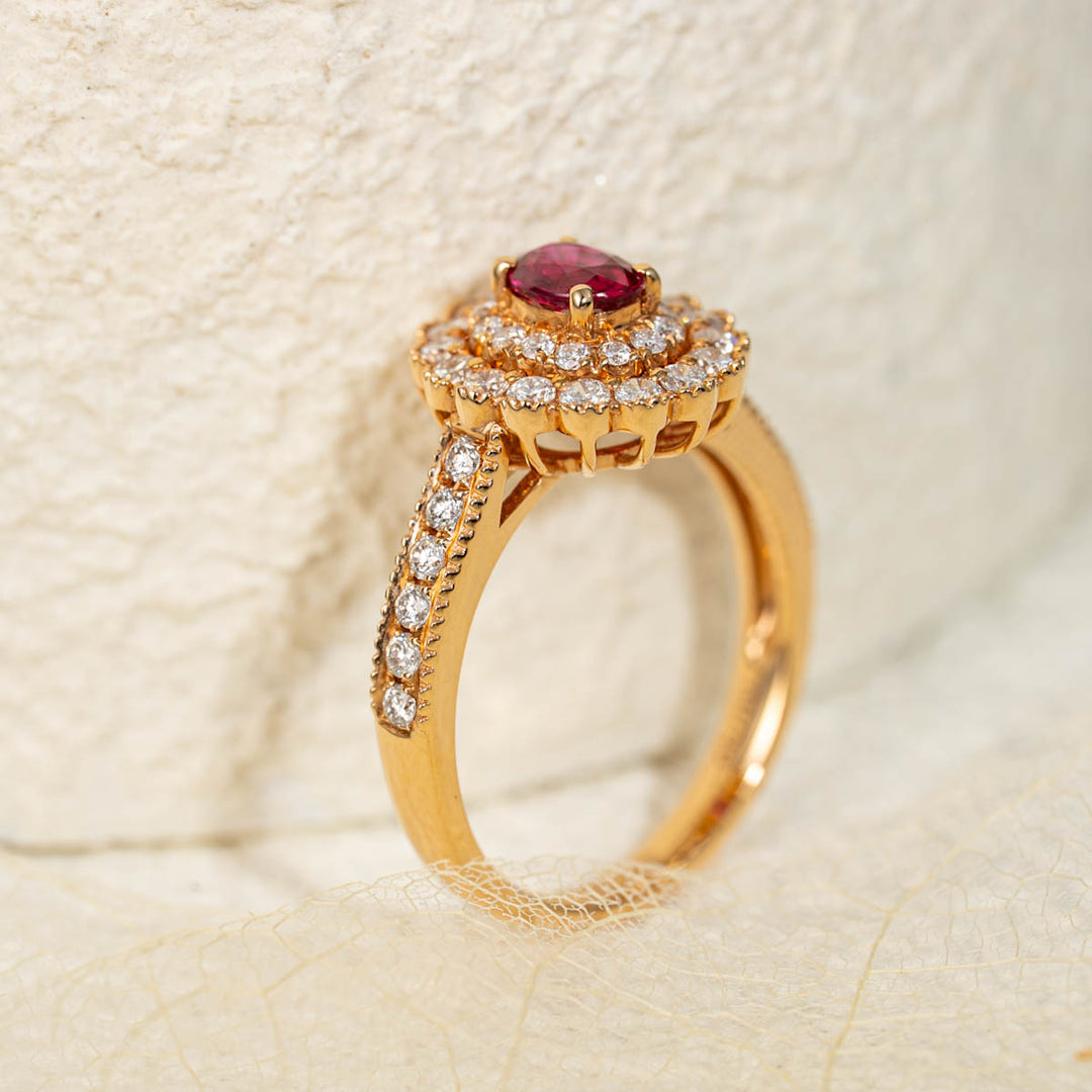 No Heat Natural Pigeon Blood Ruby Diamond Ring D:0.5ct d:0.62ct – 18K Gold Unheated